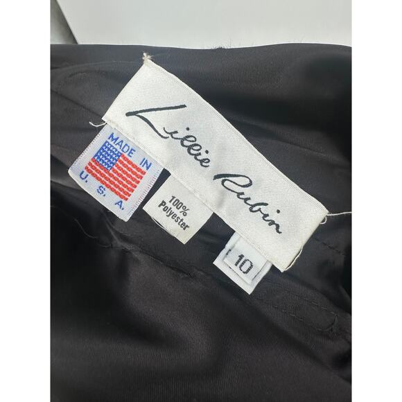 Vintage Lillie Rubin Womens 10 Cocktail Dress Black Strapless Bow Lace Party - Picture 3 of 13